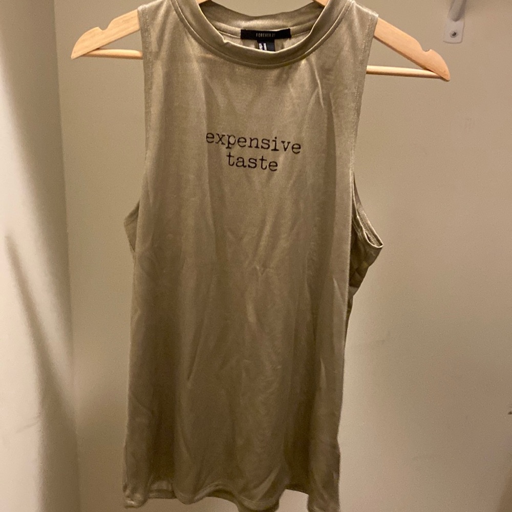 Forever 21 Gold Graphic Muscle Tank Size M